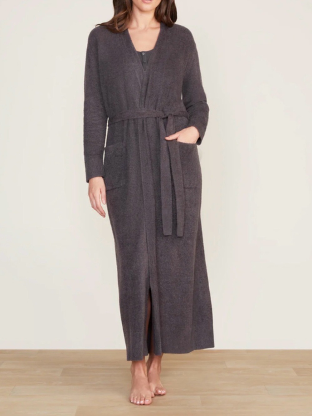 Barefoot Dreams Cozy-chic lite Long Plush Robe - Charcoal